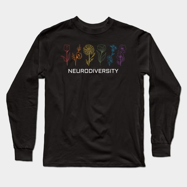 Embrace Neurodiversity Flower Tee Long Sleeve T-Shirt by Pchadden